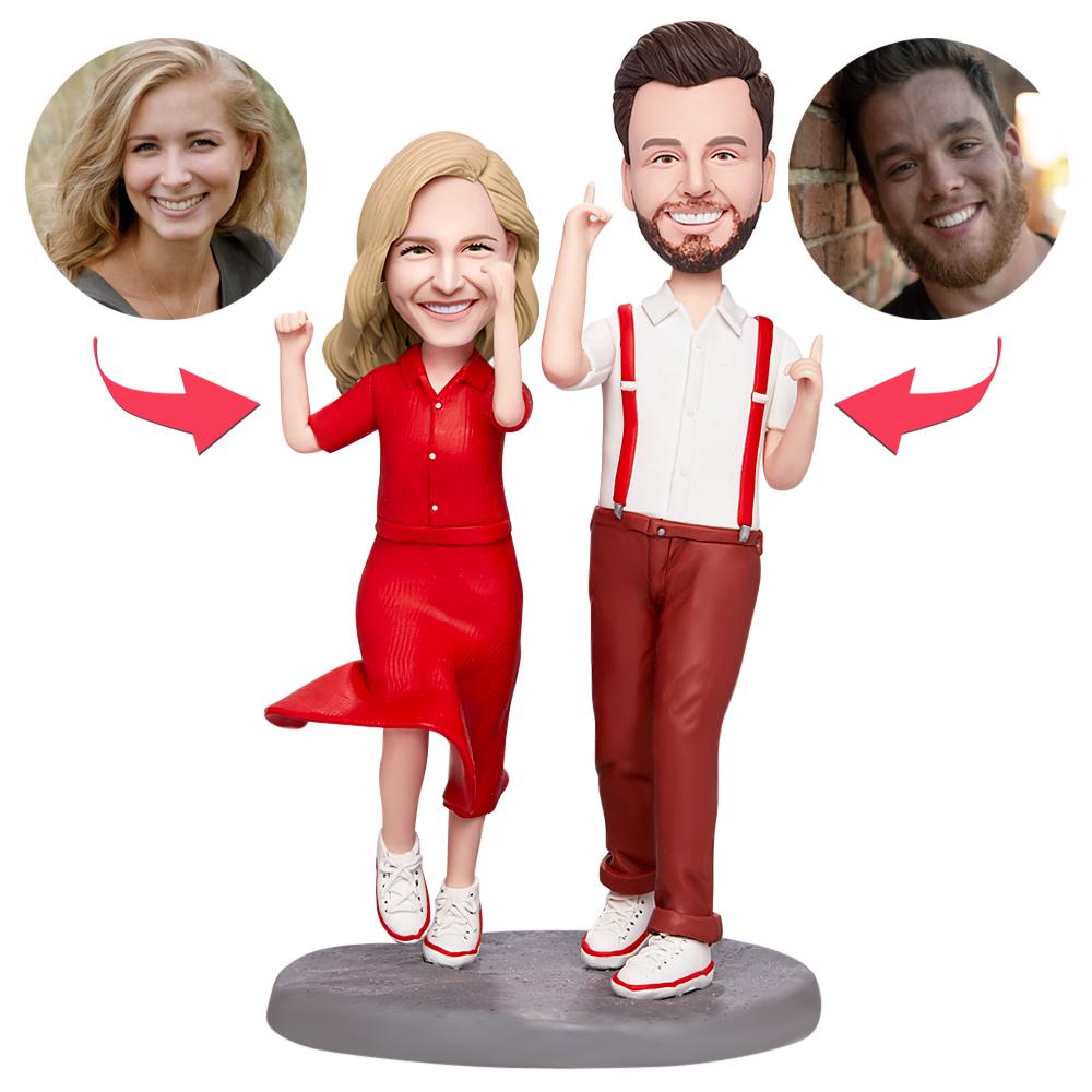 custom bobble head keepsake full character figurine character valentines dance song bobblehead front view