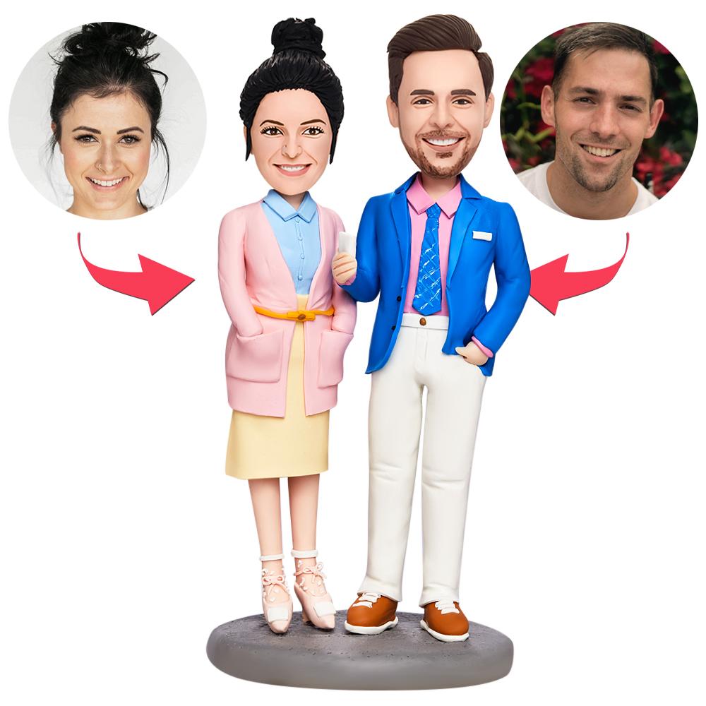 custom bobble head capture moment miniature personalized bobblehead wedding couple valentines fashion front view