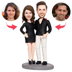 custom bobble head give that nods love handcrafted desk display wedding couple front view