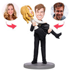 custom bobble head fun tribute someone special handcrafted desk display wedding couple front view
