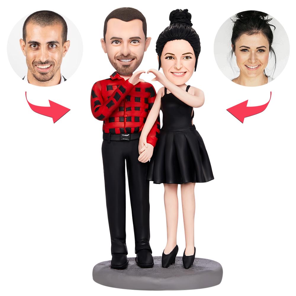 custom bobble head fun tribute someone special figurine wedding couple valentines couple front view