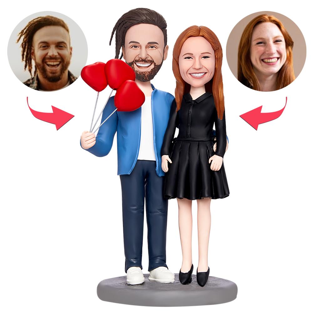 custom bobble head fun tribute someone special personalized bobblehead wedding couple valentines front view