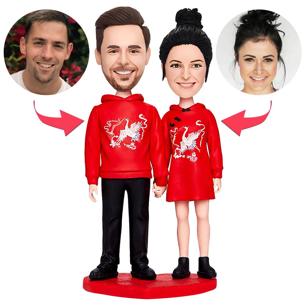 custom bobble head keepsake full character personalized mini figure wedding couple valentines front view