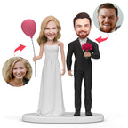 personalized groom bride balloon flowers bobblehead engraved text description display