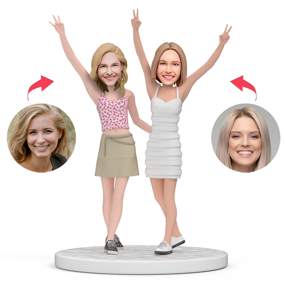 custom bobble head celebrate every smile handcrafted desk display wedding couple lgbt front view
