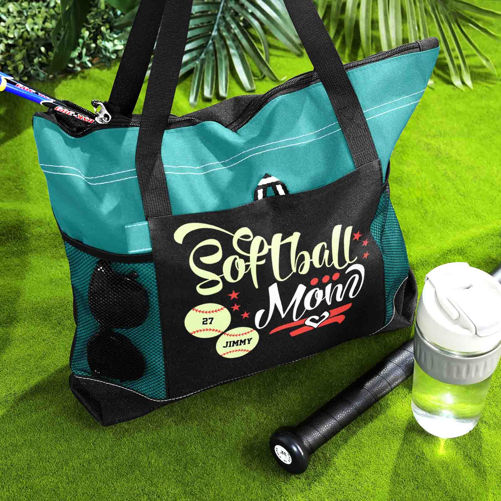 Custom Baseball Softball Mom Handbag Tote Bag Birthday Gift for Women Sport Lovers