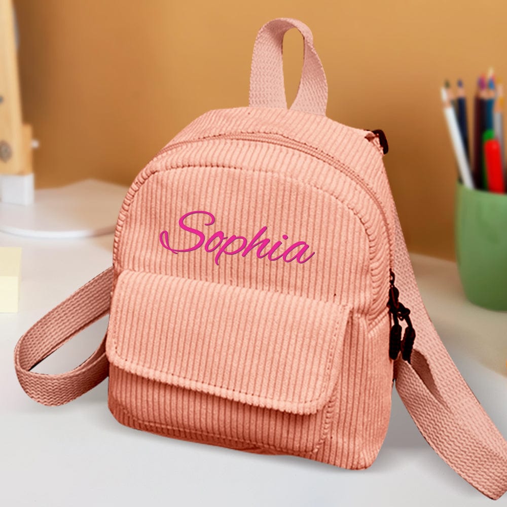 Personalized Mini Backpack with Name Corduroy School Bag Back to School Gift for Kids