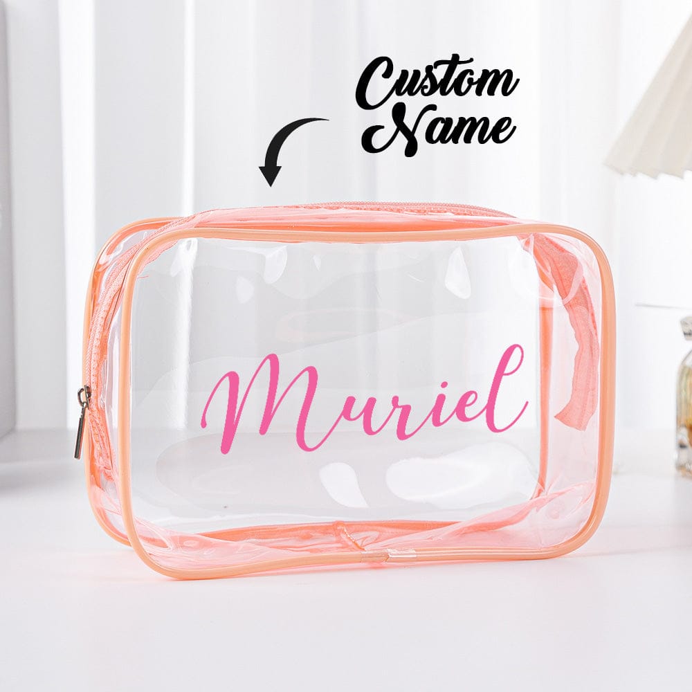 Personalized Name Makeup Bag Clear Waterproof Cosmetic Bag Birthday Wedding Gift for Her