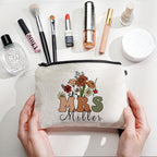 Personalized Flower Pencil Canvas Makeup Bag with Name Appreciation Back to School Gift for Teacher