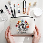 Personalized Flower Pencil Canvas Makeup Bag with Name Appreciation Back to School Gift for Teacher