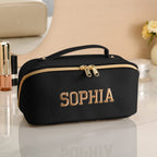 Personalized PU Leather Waterproof Makeup Bag with Embroidery Name Cosmetic Bag Travel Accessory Birthday Wedding Gift for Her