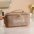 Personalized PU Leather Waterproof Makeup Bag with Embroidery Name Cosmetic Bag Travel Accessory Birthday Wedding Gift for Her