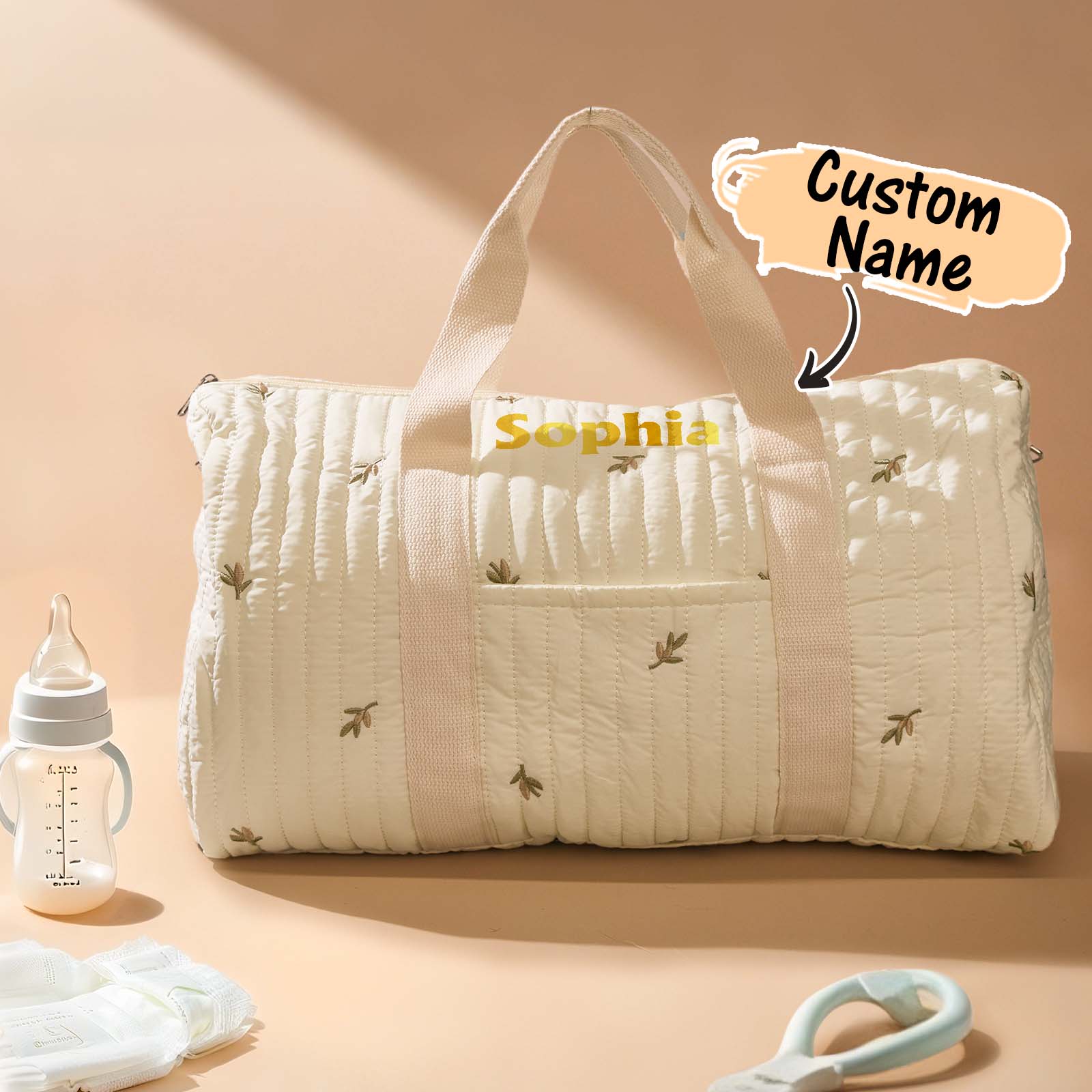 Personalized Cute Rabbit Bear Large Capacity Multiple Compartments Baby Hospital Bag Pregnancy Gift for Her