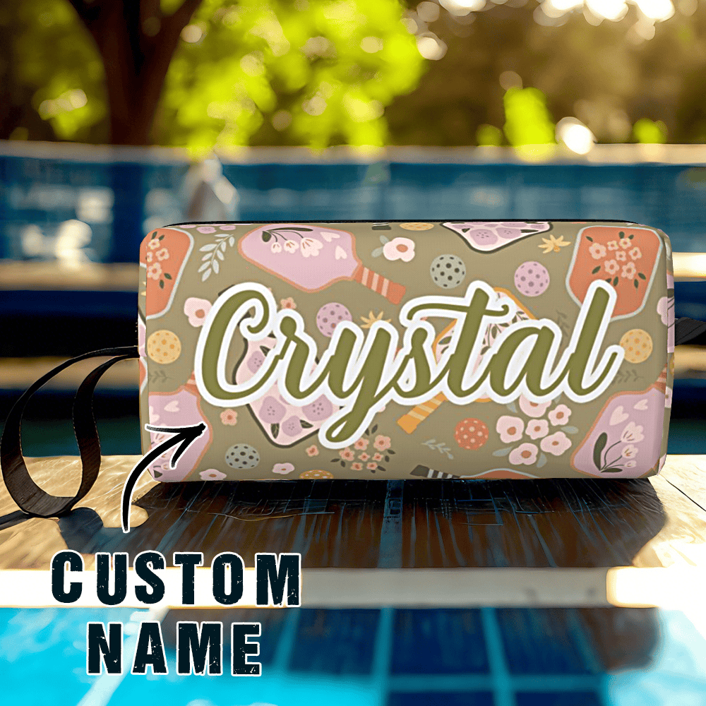 Personalized Pickleball Ball Pouch with Name Retro Flower Pouch Gift for Sports Lover