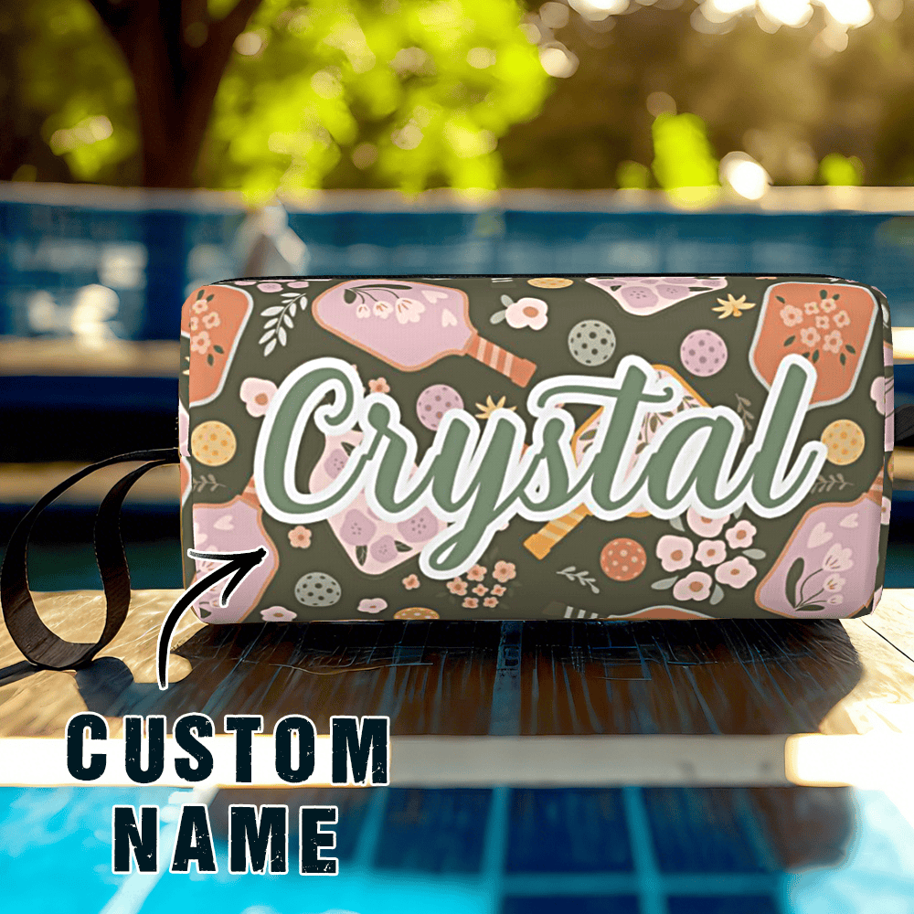 Personalized Pickleball Ball Pouch with Name Retro Flower Pouch Gift for Sports Lover