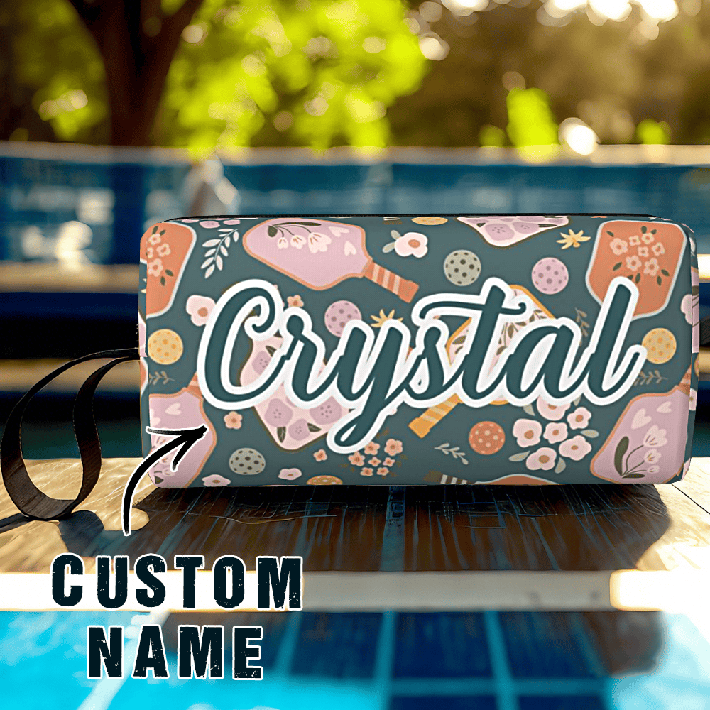 Personalized Pickleball Ball Pouch with Name Retro Flower Pouch Gift for Sports Lover