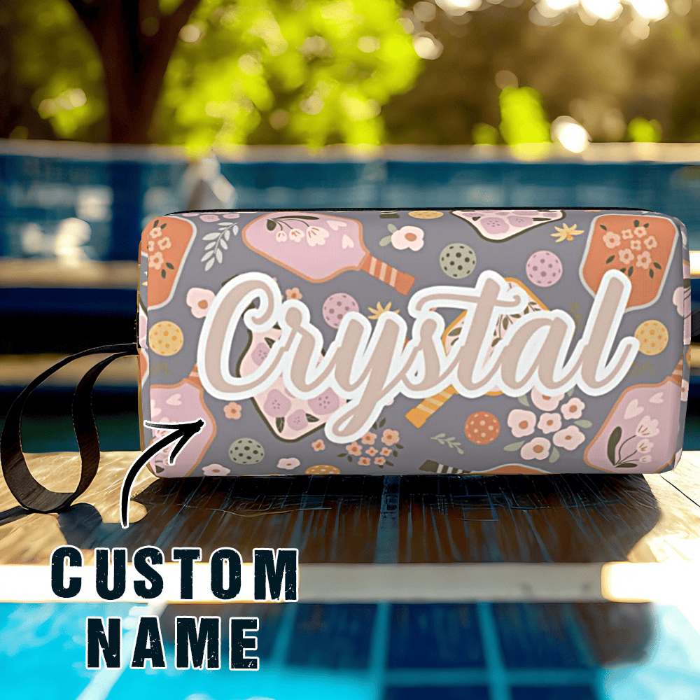 Personalized Pickleball Ball Pouch with Name Retro Flower Pouch Gift for Sports Lover