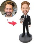 custom bobble head fun tribute someone special figurine business man male executive front view