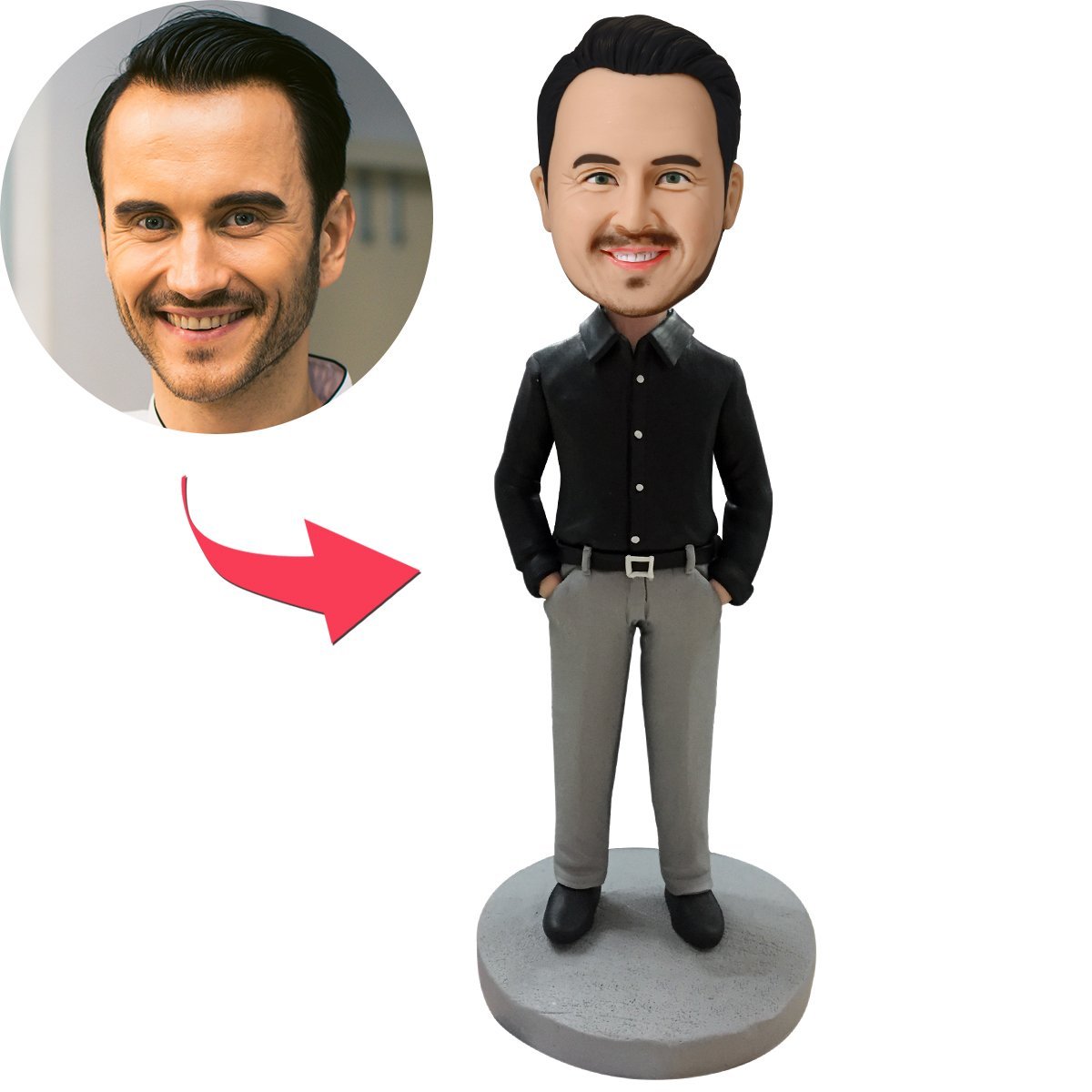 custom bobble head fun tribute someone special personalized mini figure character business front view