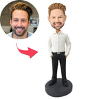 custom bobble head give that nods love handcrafted desk display character slender front view