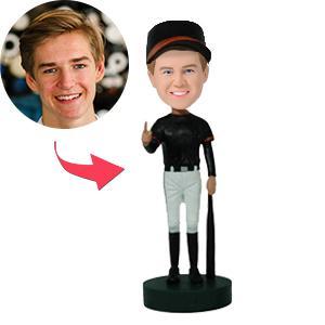custom bobble head give that nods love figurine athlete number 1 baseball front view