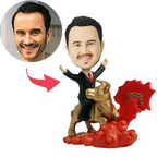 custom bobble head fun tribute someone special figurine character man riding golden front view