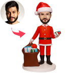 custom bobble head bring joy desk handcrafted desk display character santa claus front view