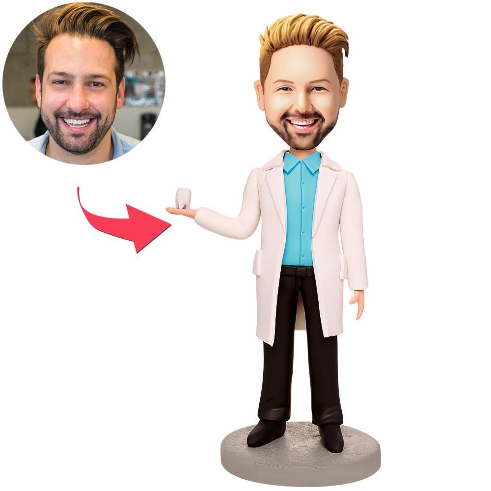 custom bobble head bring joy desk personalized mini figure character male dentist front view