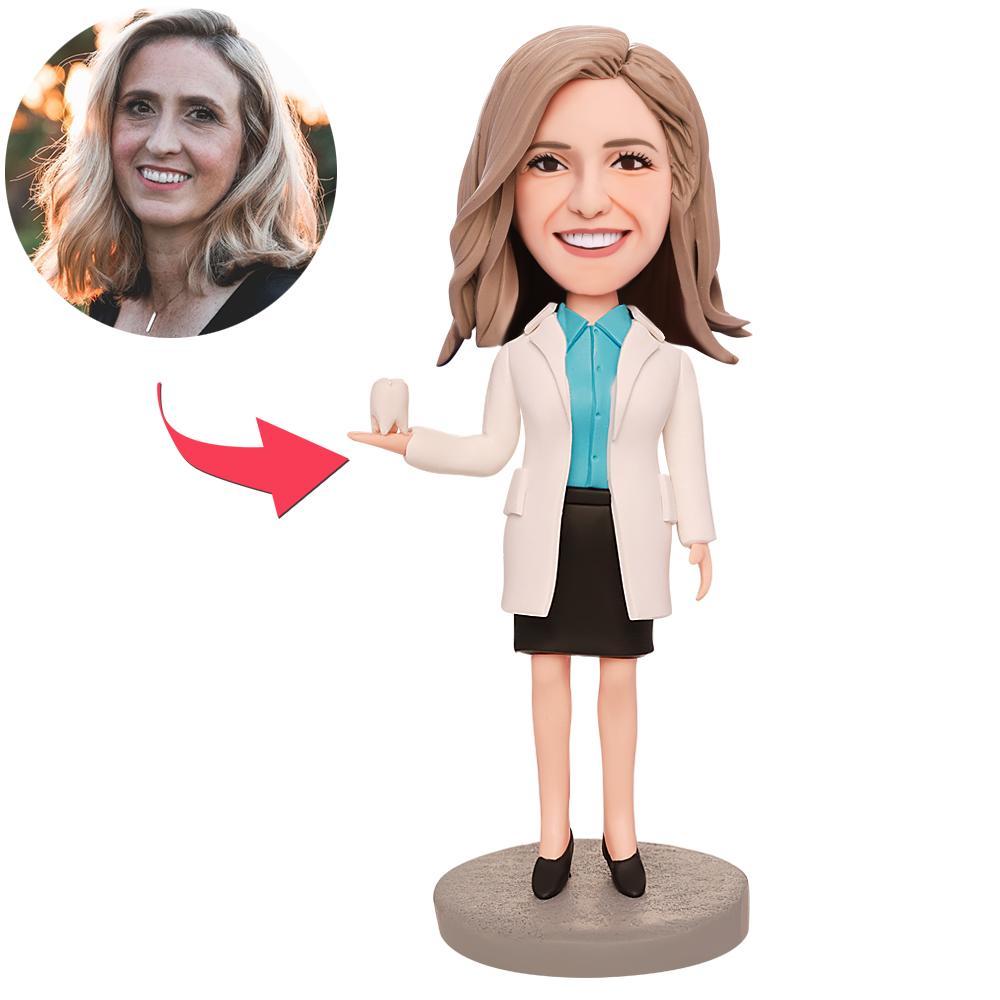 custom bobble head give that nods love personalized mini figure character female front view