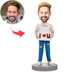 custom bobble head give that nods love personalized mini figure character male front view