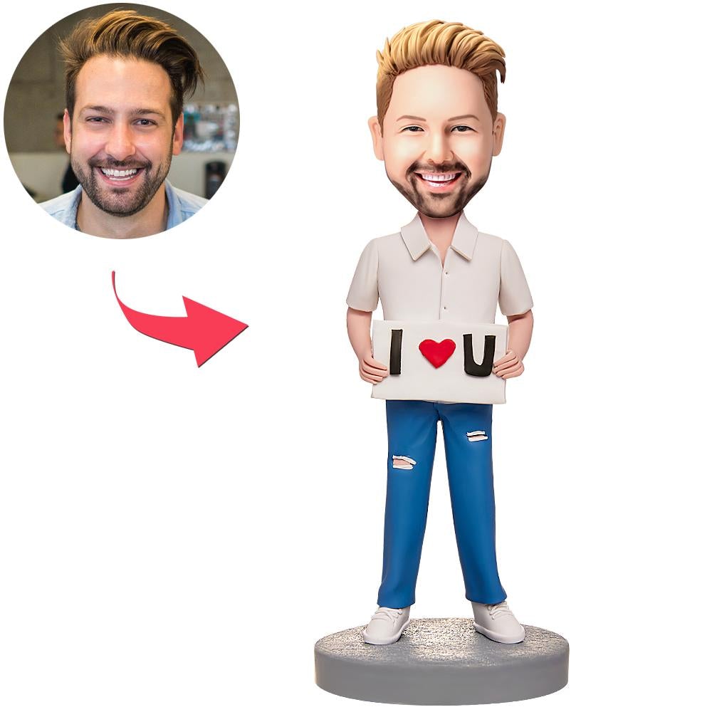 custom bobble head give that nods love personalized mini figure character male front view