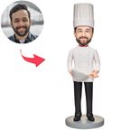 custom bobble head bring joy desk handcrafted desk display chef five star front view