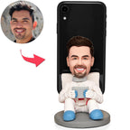 custom bobble head celebrate every smile bobblehead keepsake character mobile phone holder front view
