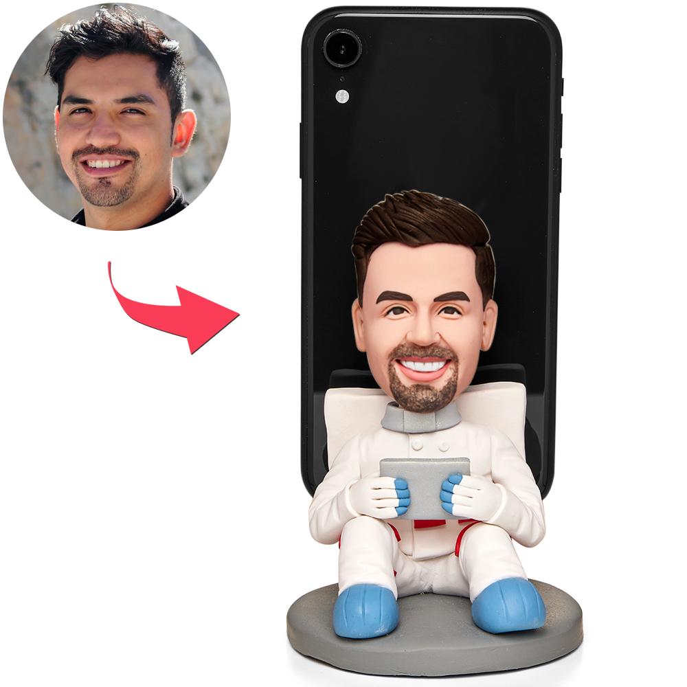 custom bobble head celebrate every smile bobblehead keepsake character mobile phone holder front view
