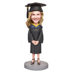 custom bobble head bring joy desk personalized bobblehead graduate happy graduation girl front view