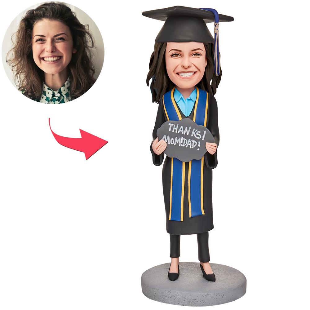 custom bobble head make memories stand tall bobblehead keepsake graduate graduation girl front view