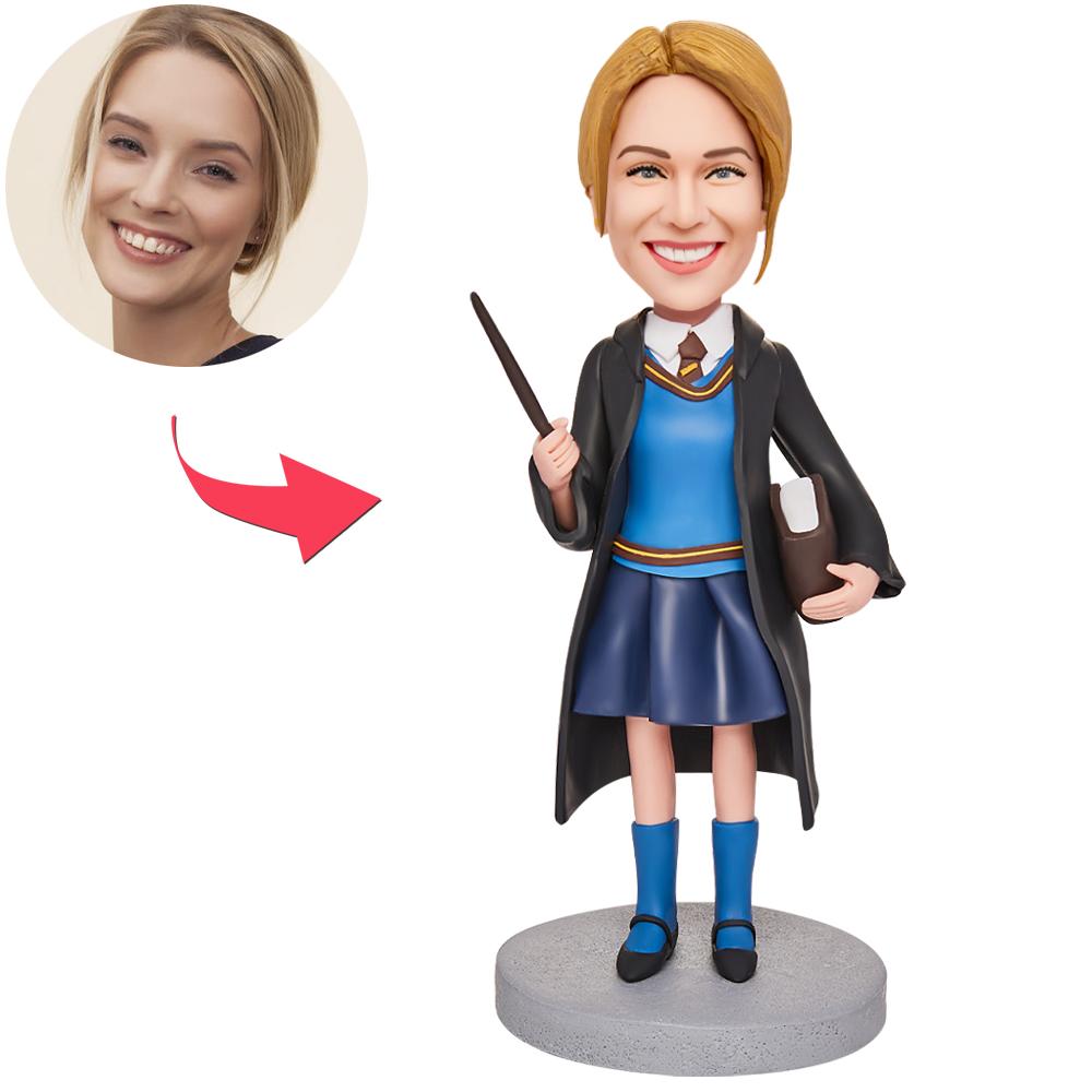 custom bobble head bring joy desk personalized bobblehead graduate graduation girl holding front view