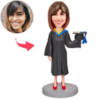 custom bobble head celebrate every smile personalized mini figure graduate graduation girl front view