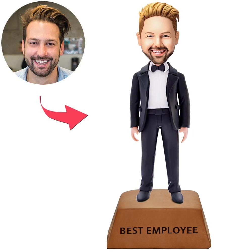 custom bobble head give that nods love personalized mini figure business man front view