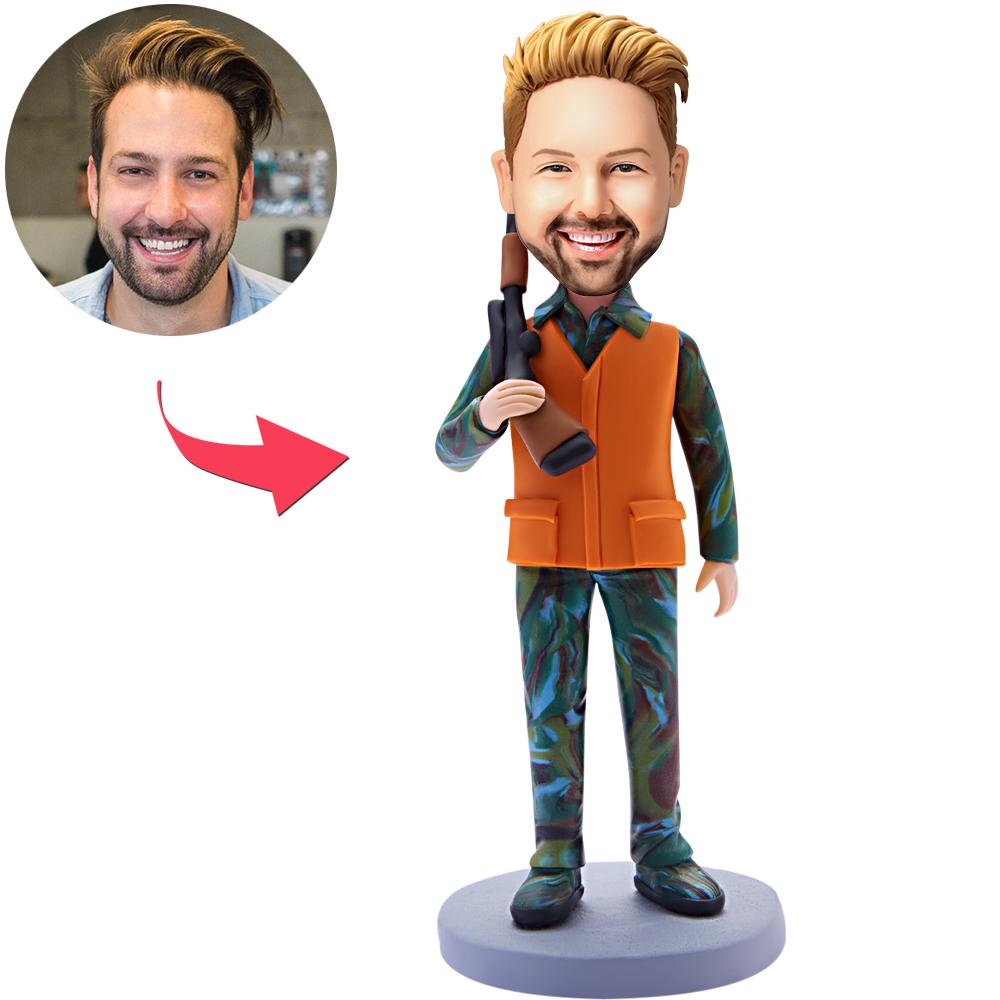 custom bobble head bring joy desk personalized mini figure character bobblehead hunter front view