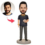 custom bobble head keepsake full character figurine character rich boss bobbleheads engraved front view