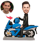 custom bobble head capture moment miniature personalized bobblehead character men s motorcycle front view