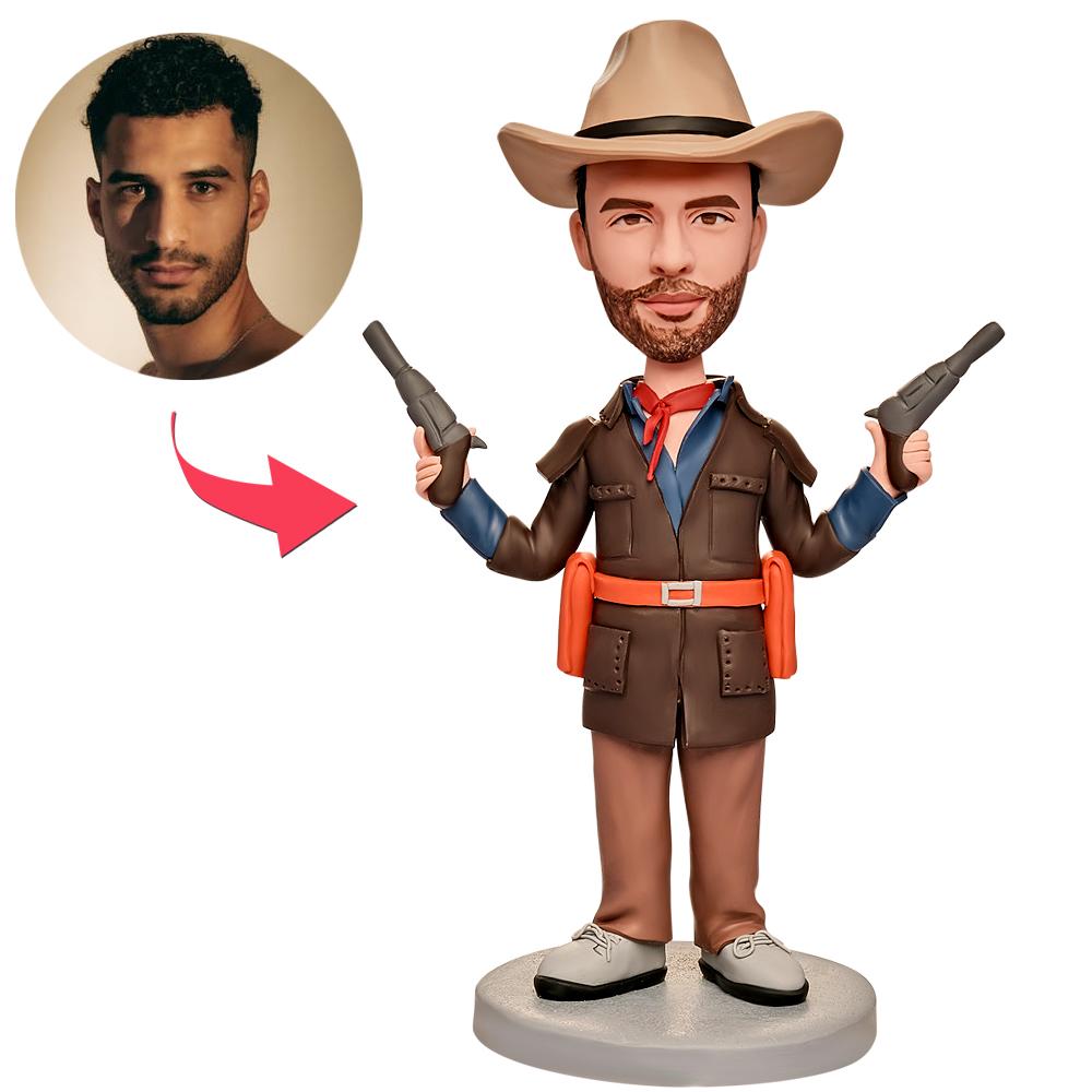 custom bobble head fun tribute someone special figurine character cowboy killer bobbleheads front view