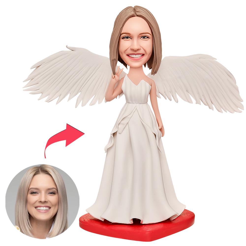 custom bobble head bring joy desk handcrafted desk display character female white front view