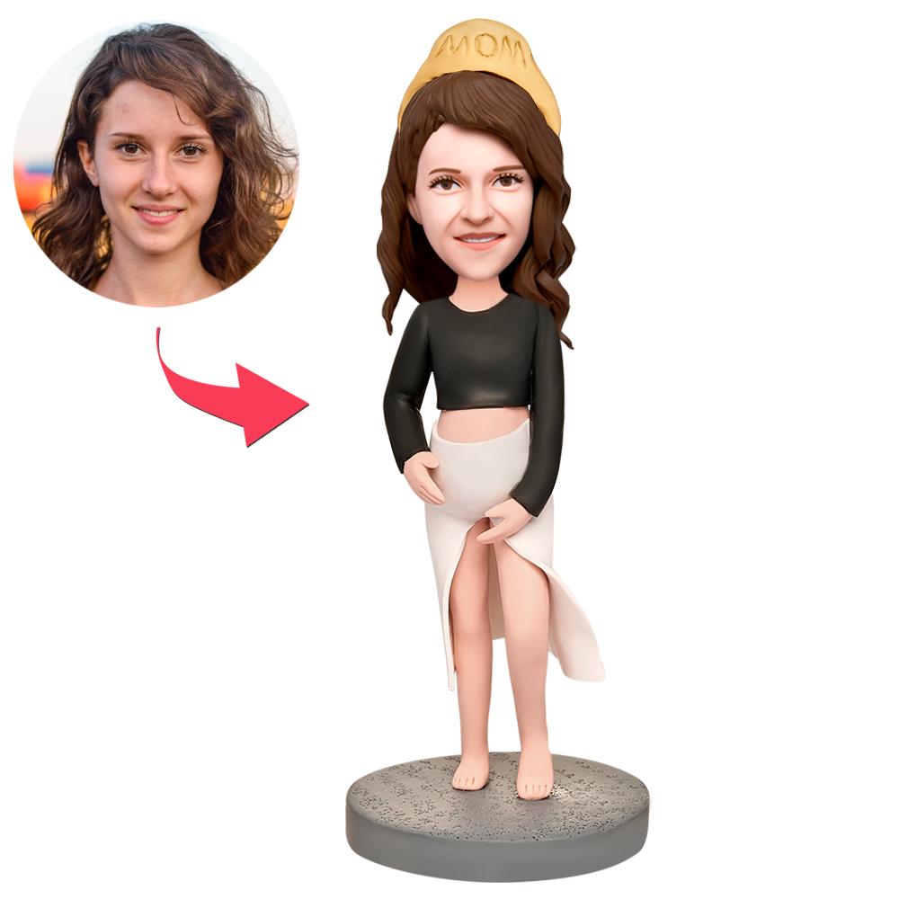 custom bobble head turn personality into art figurine family keepsake pregnant mother front view