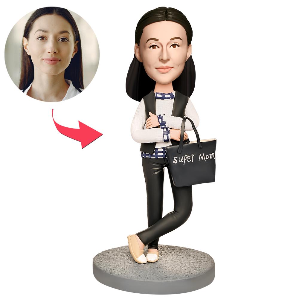 custom bobble head give that nods love figurine family keepsake mom black front view