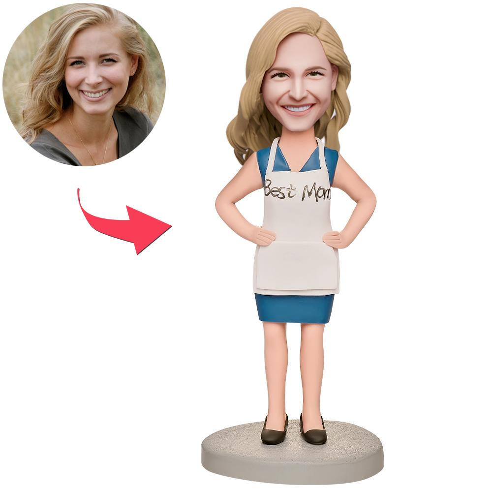 custom bobble head bring joy desk bobblehead keepsake family keepsake mom apron front view