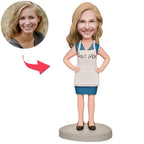 custom bobble head bring joy desk bobblehead keepsake family keepsake mom apron front view