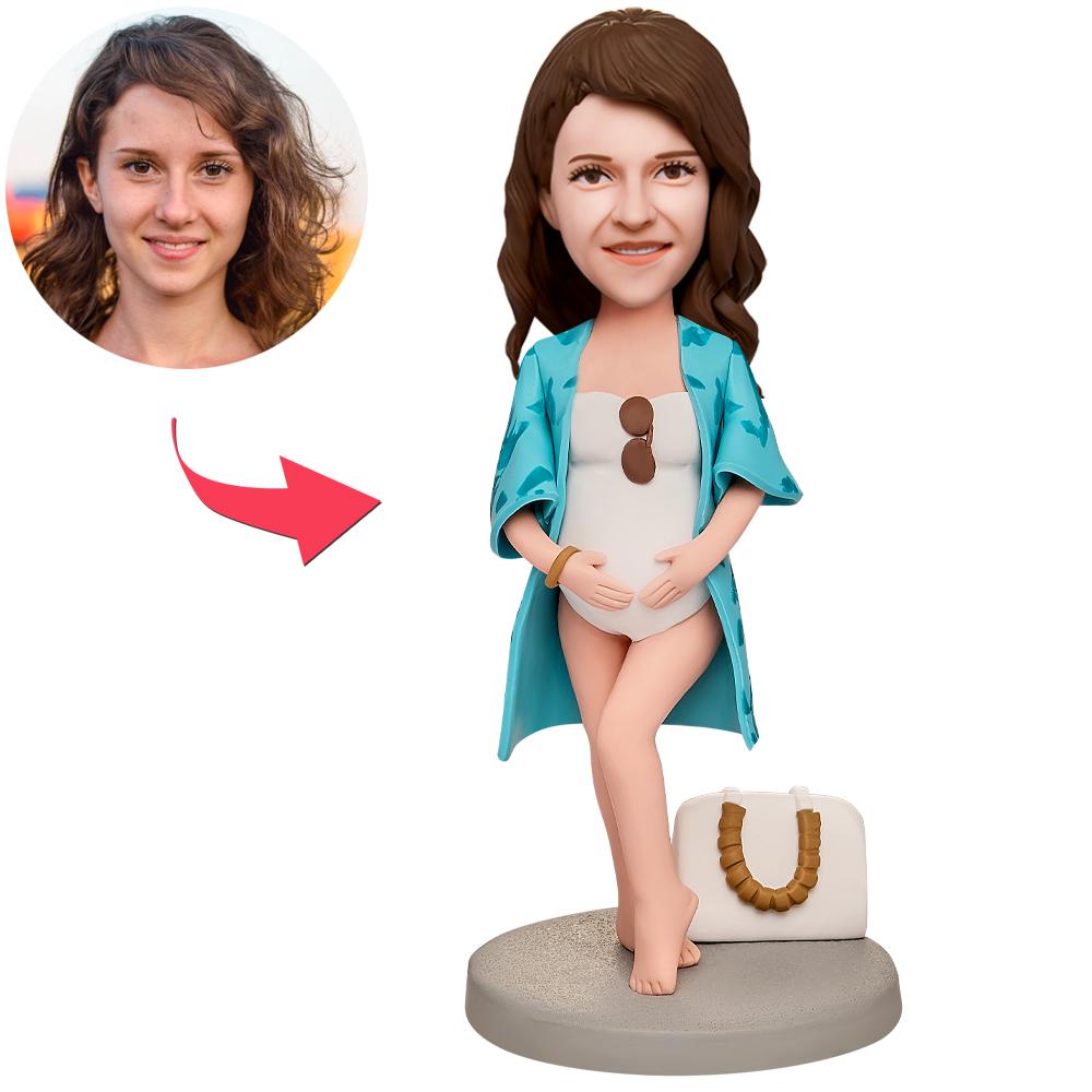 custom bobble head keepsake full character personalized bobblehead character fashion maternity bobblehead front view