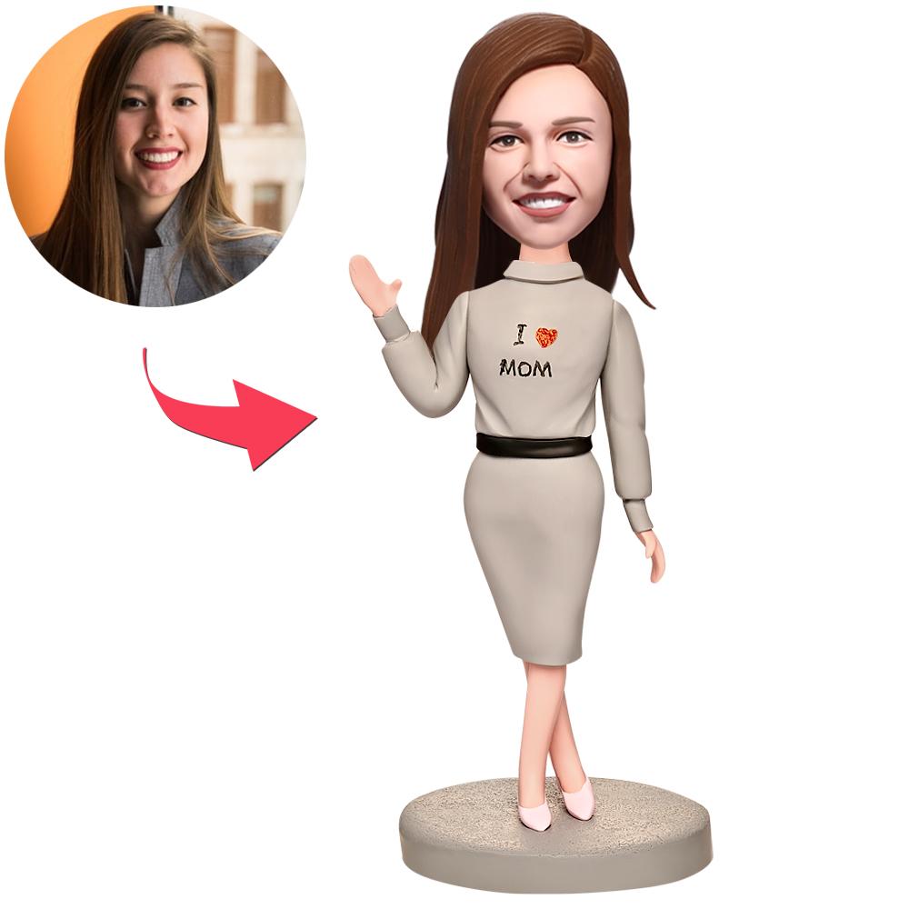 custom bobble head keepsake full character handcrafted desk display family keepsake fun front view